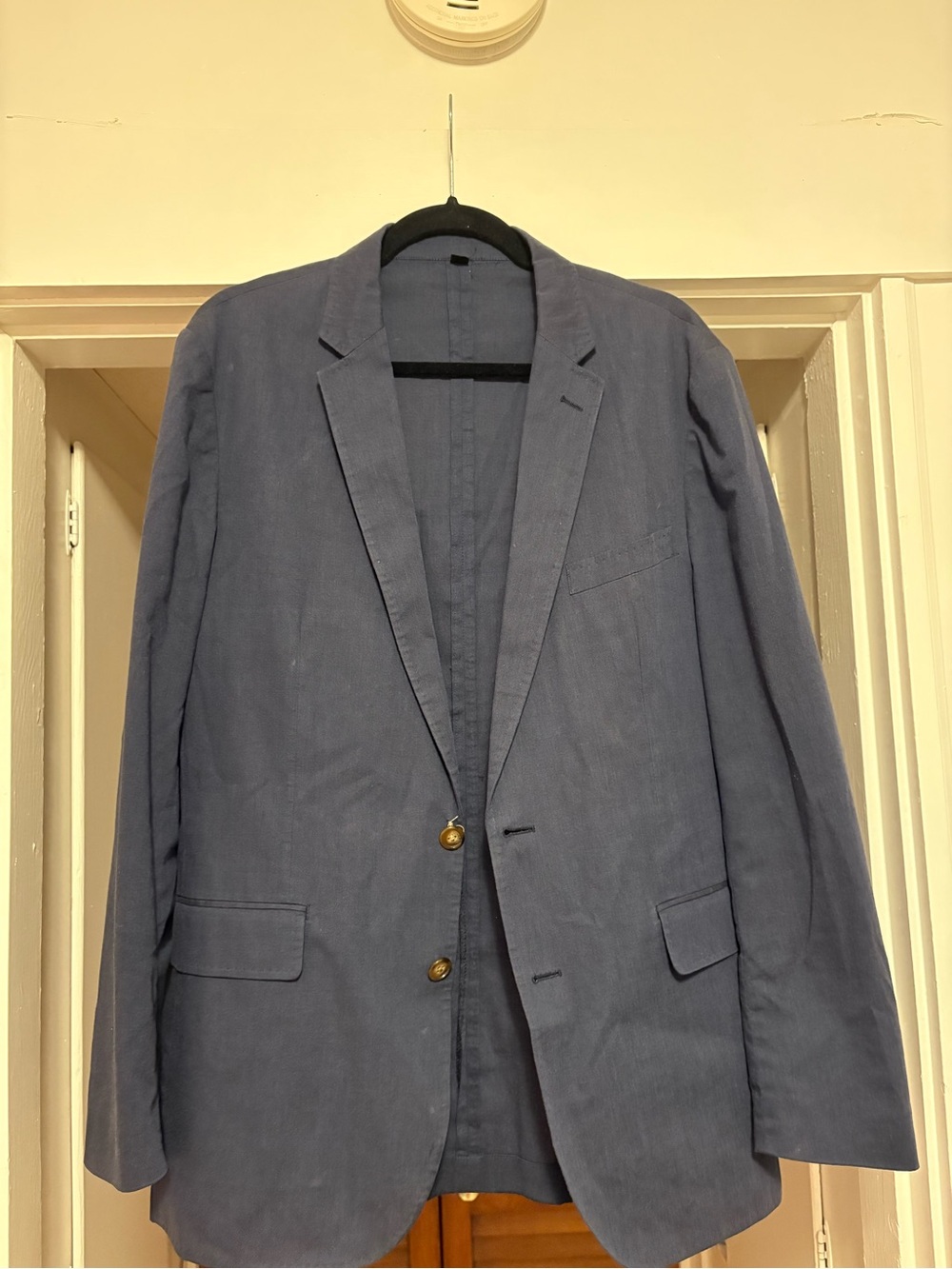 J. Crew Blue Cotton Blazer with Brass Buttons